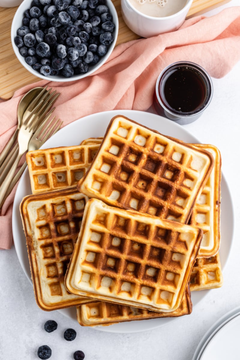 sweet milk waffles on platter