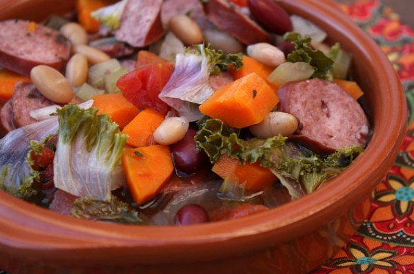Slow Cooker Tuscan Sausage and Bean Soup in a bowl