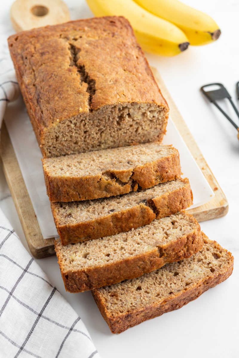 banana bread loaf sliced