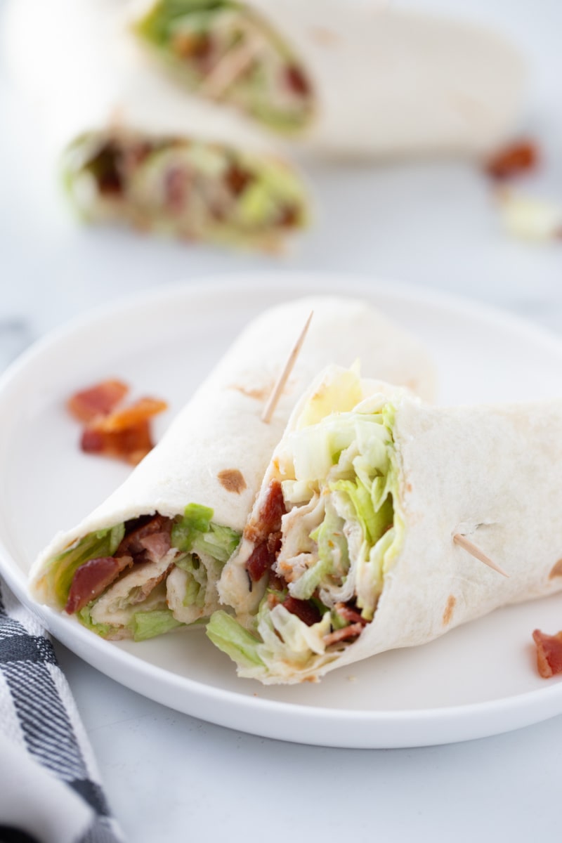 blt wraps on a white plate