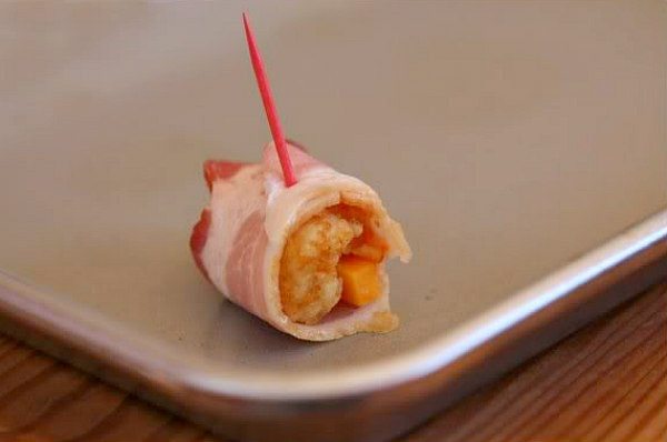 Bacon Wrapped Tater Tots recipe from RecipeGirl.com #bacon #wrapped #baconwrapped #tater #tots #appetizer #recipe #RecipeGirl Bacon Wrapped Tater Tots