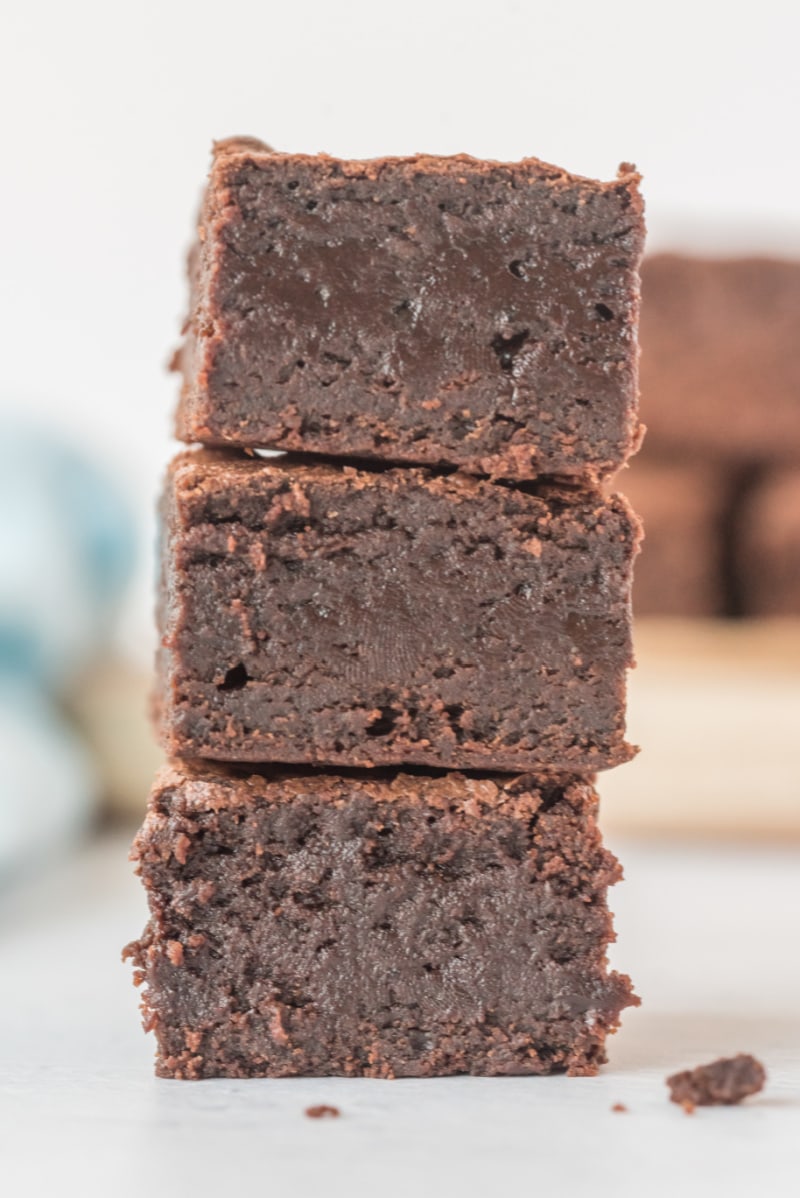 three stacked baked spicy brownies