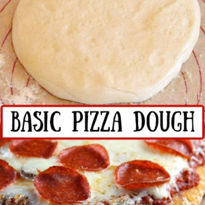 pinterest image for basic pizza dough