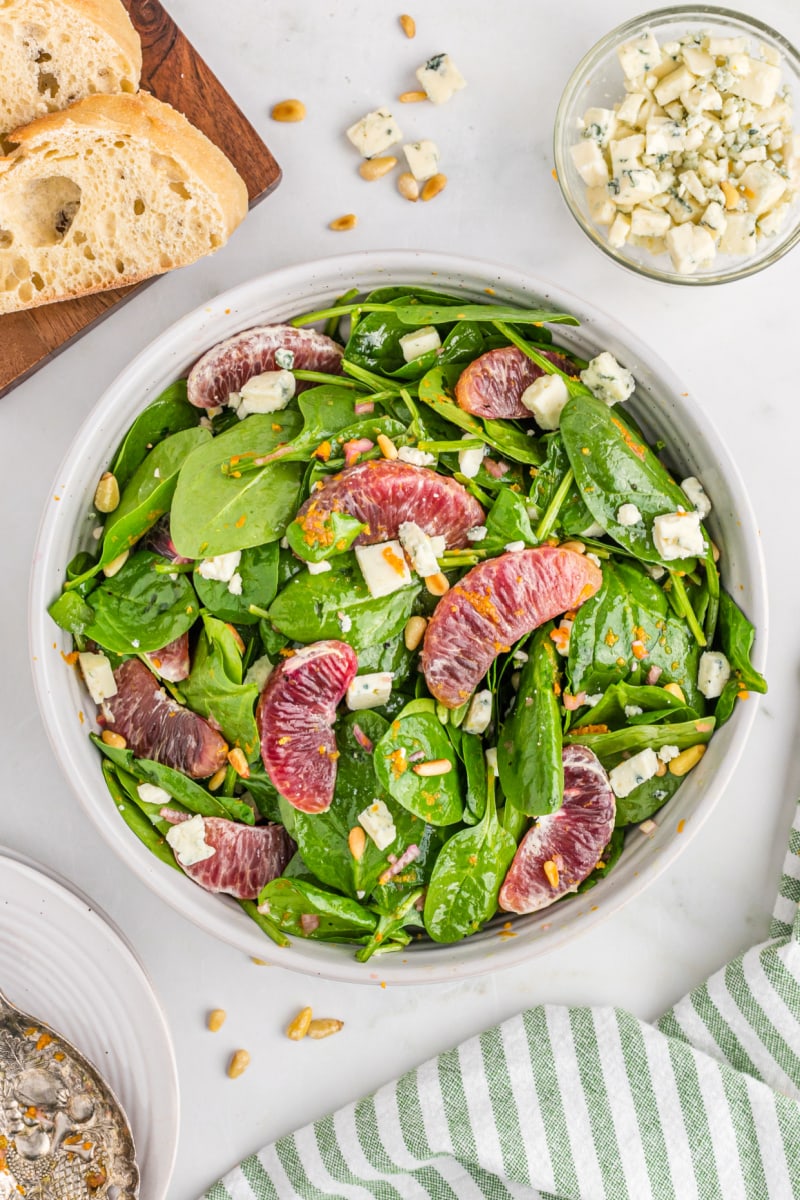 bowl of blood orange spinach salad