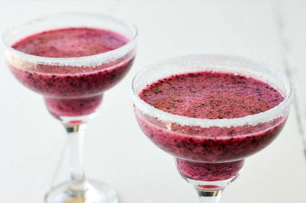 Blueberry Margaritas in two glasses