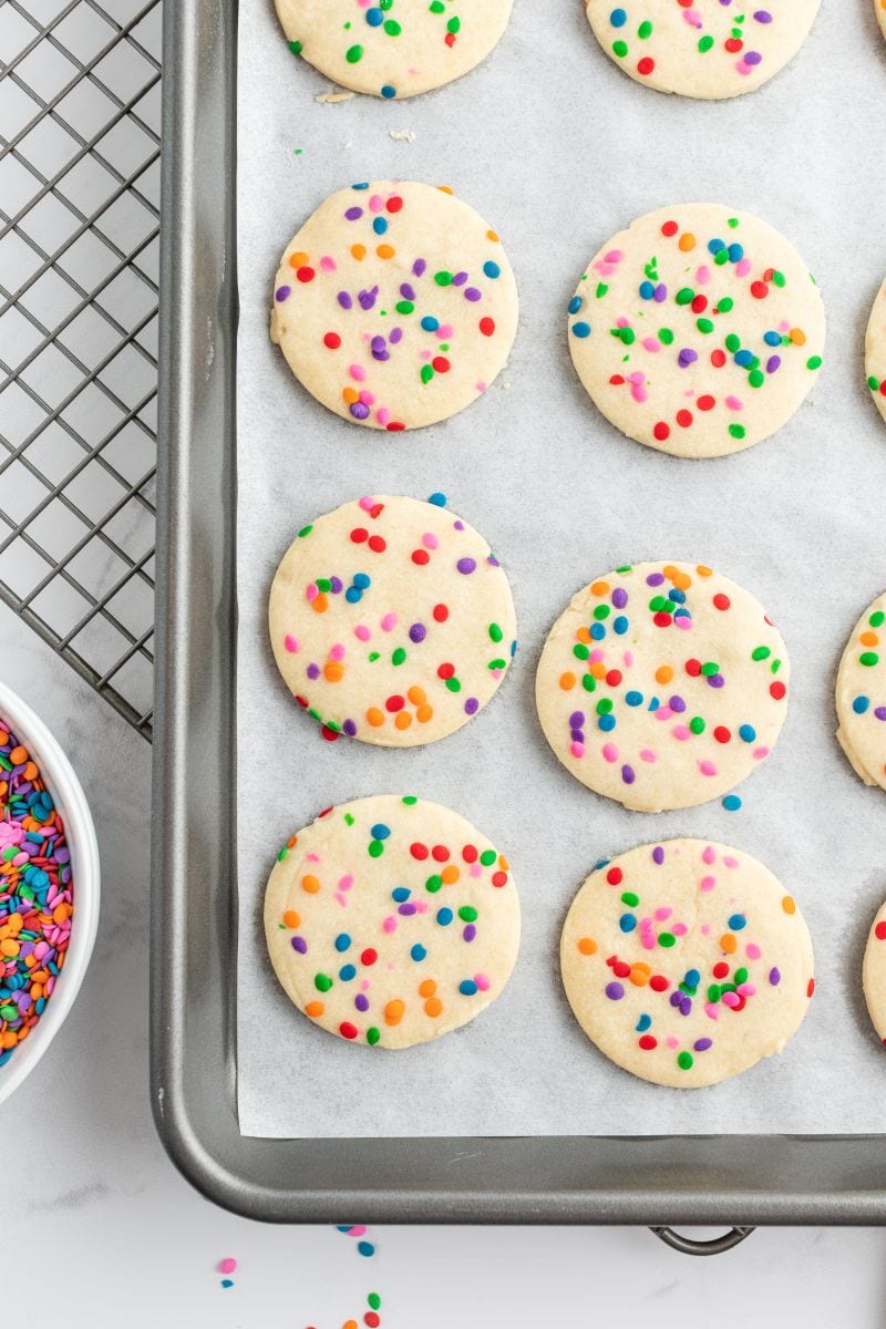 shortbread cookies on a baking sheet