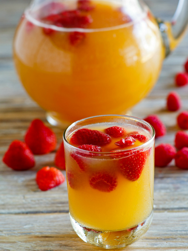 fruity vodka spritzers glass and pitcher full