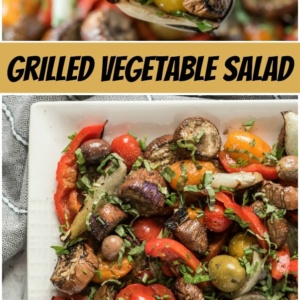 pinterest collage image for grilled vegetable salad
