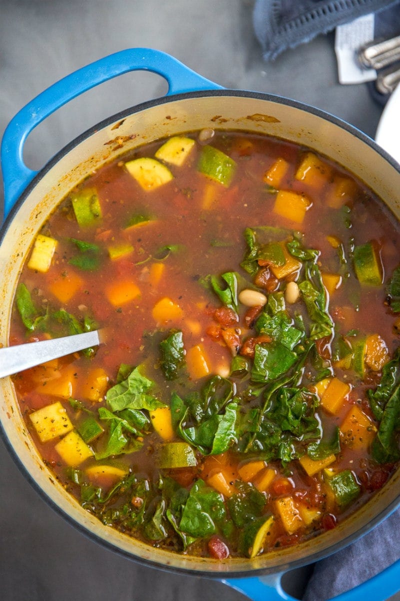 Easy Italian Vegetable Soup recipe from RecipeGirl.com #easy #italian #vegetable #soup #recipe #RecipeGirl Pot of Italian Vegetable Soup