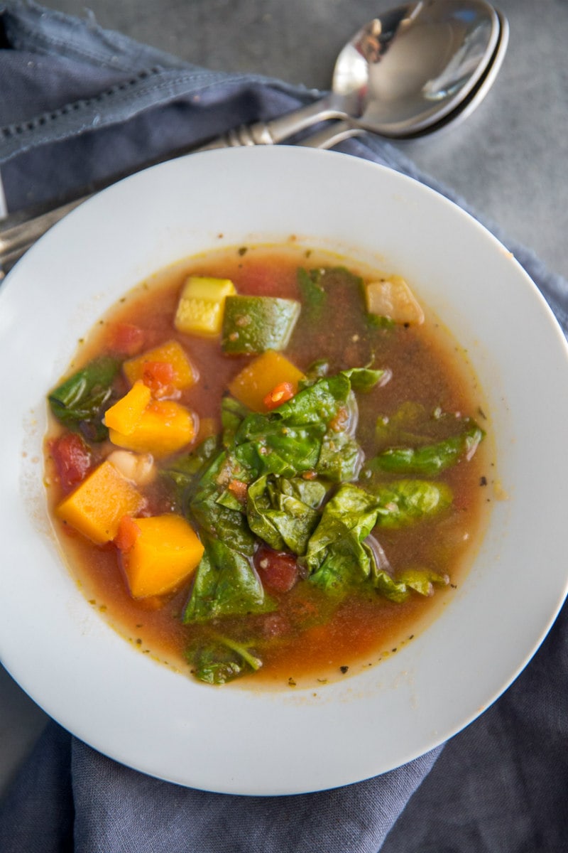 Easy Italian Vegetable Soup recipe from RecipeGirl.com #easy #italian #vegetable #soup #recipe #RecipeGirl Bowl of Easy Italian Vegetable Soup