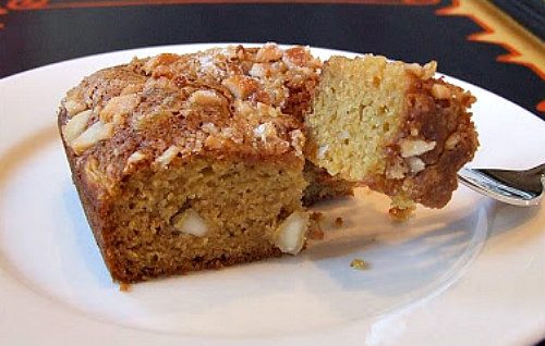 Mango Gingerbread with Macadamia Streusel - recipe from RecipeGirl.com