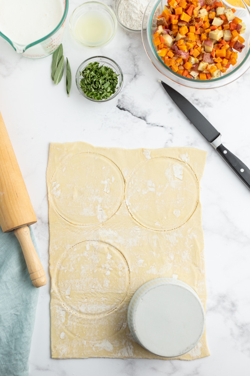 cutting circles out of pastry