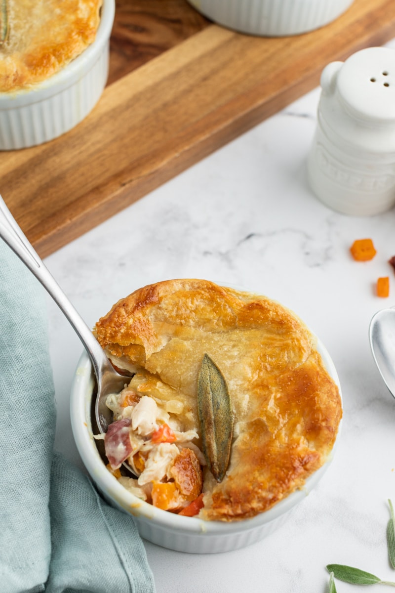 spoon in a chicken pot pie