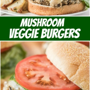 pinterest collage image for mushroom veggie burgers