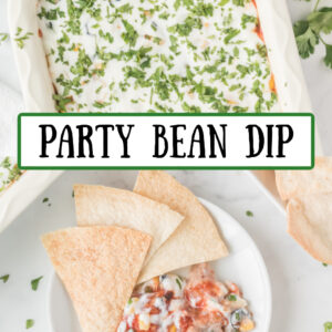 pinterest image for party bean dip