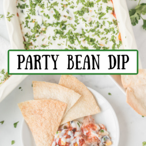 pinterest image for party bean dip