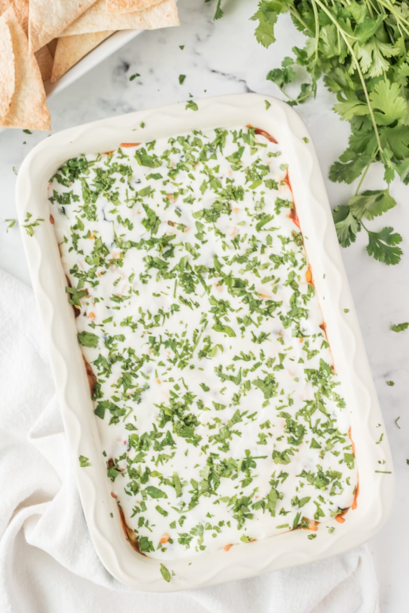 dish of party bean dip