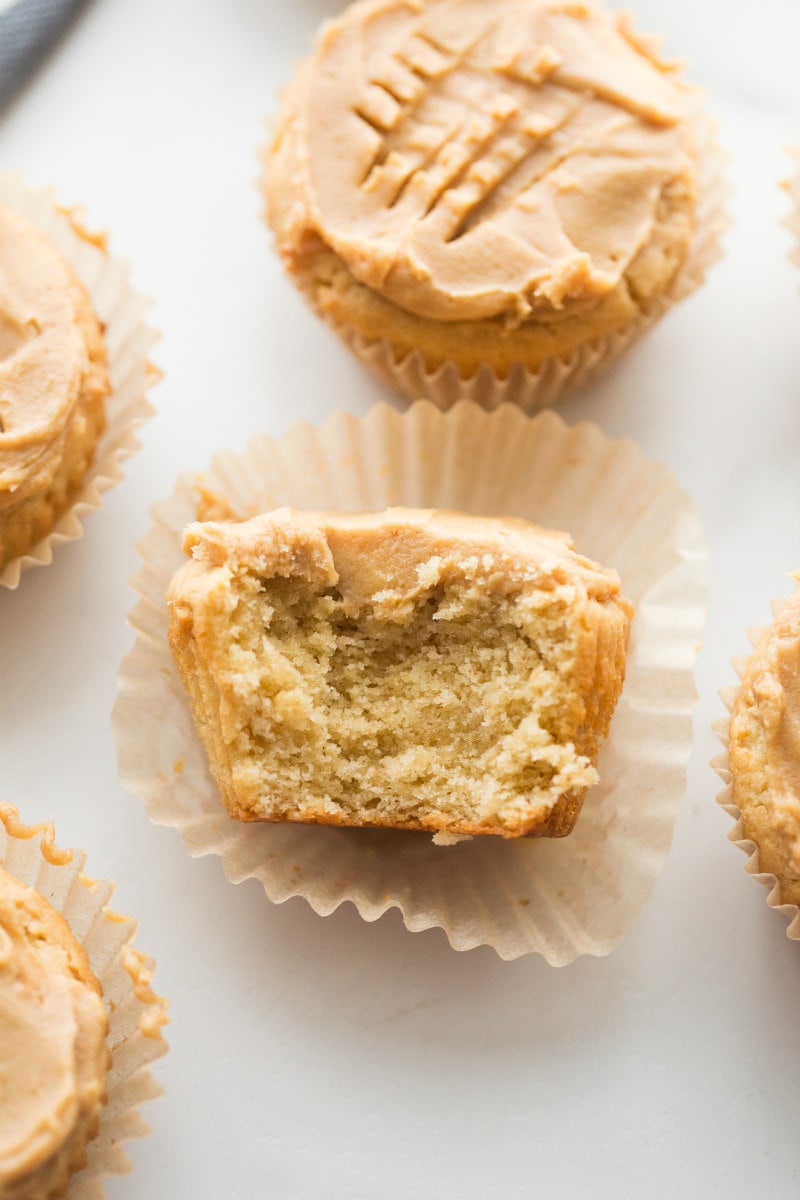 eating peanut butter cookie cupcakes