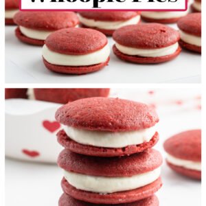 pinterest collage image for red velvet whoopie pies