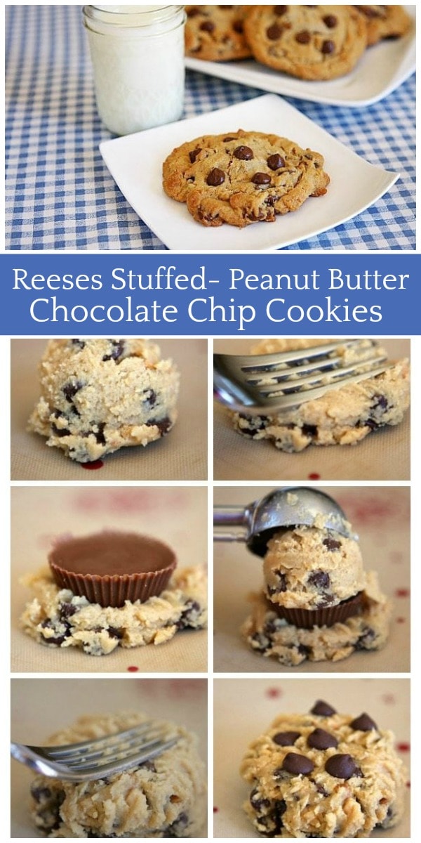 reeses stuffed peanut butter chocolate chip cookies