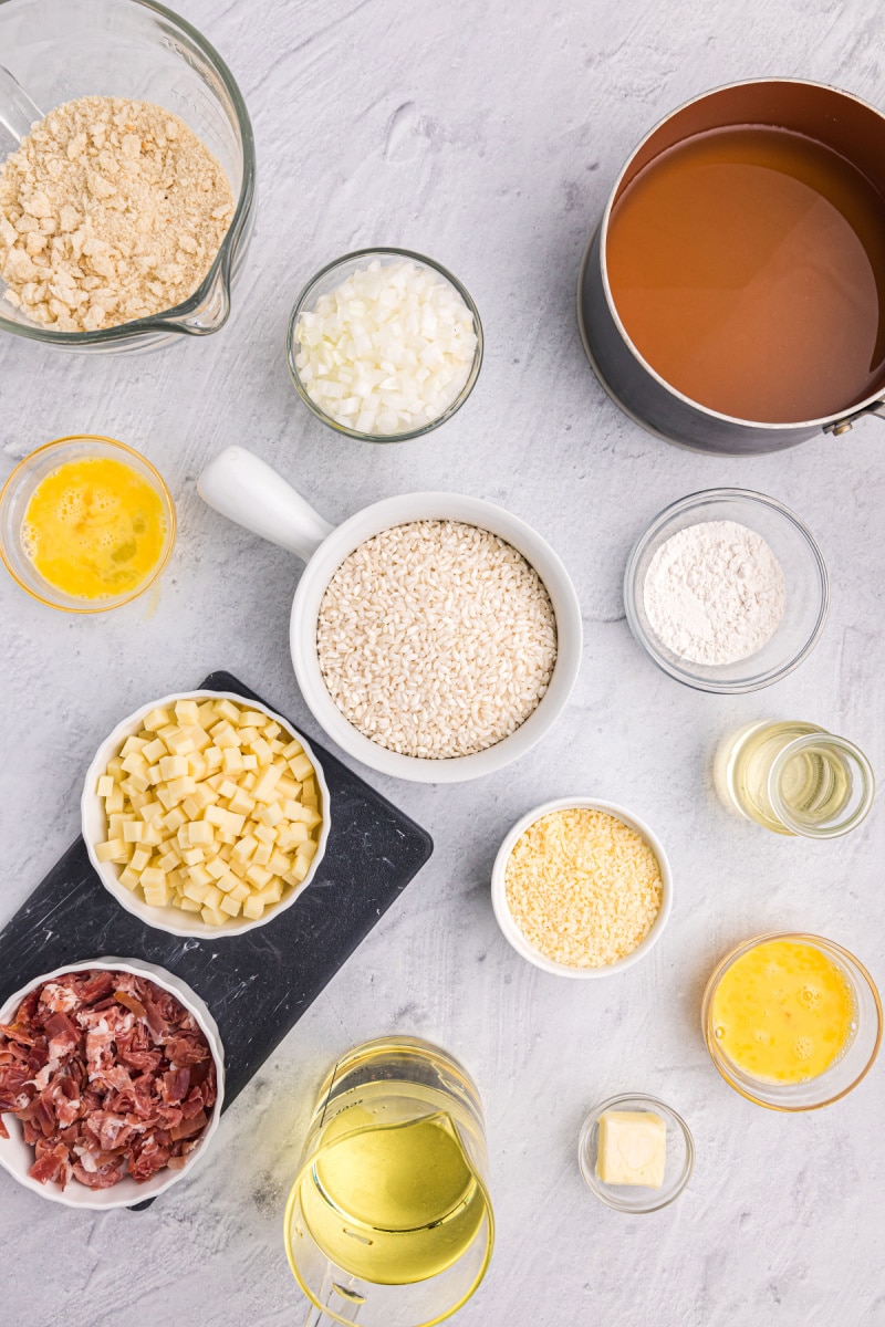 ingredients displayed for making risotto croquettes