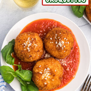 pinterest image for risotto croquettes