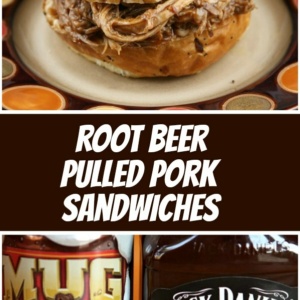 pinterest collage image for root beer pulled pork sandwiches