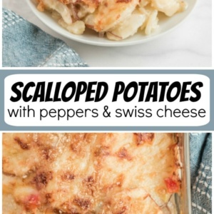 pinterest collage image for scalloped potatoes
