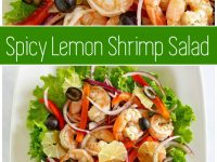 pinterest collage image for spicy lemon shrimp salad