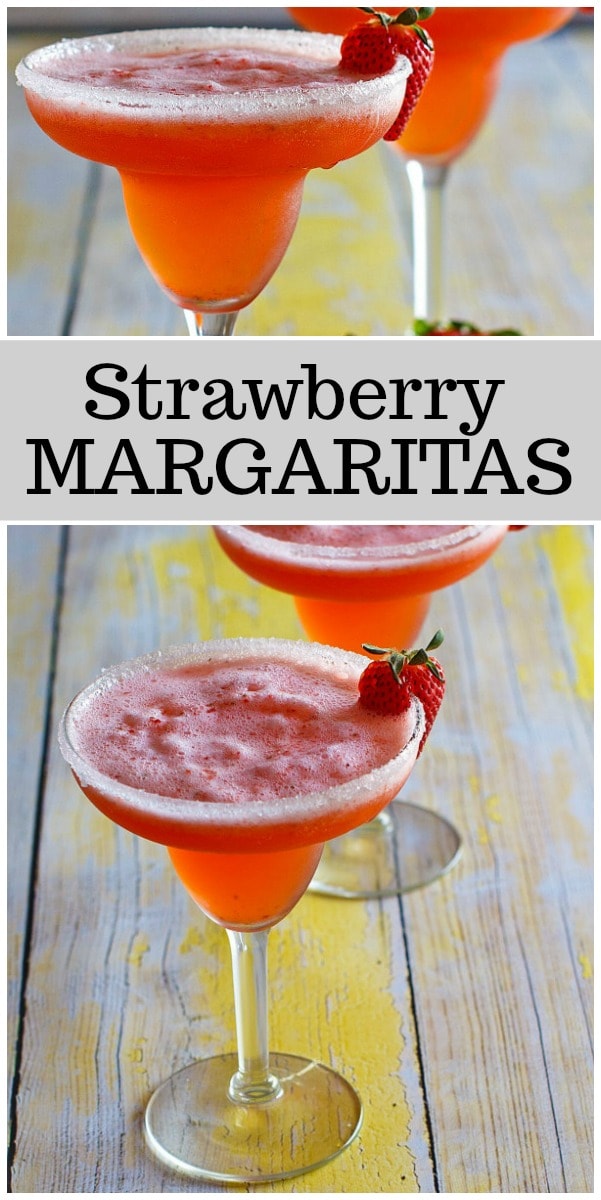 pinterest collage image for strawberry margaritas