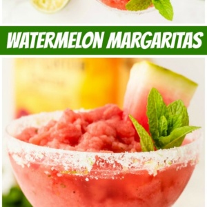 pinterest collage image for watermelon mint margaritas