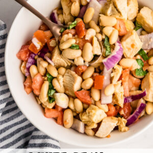 white bean and roasted chicken salad pinterest pin