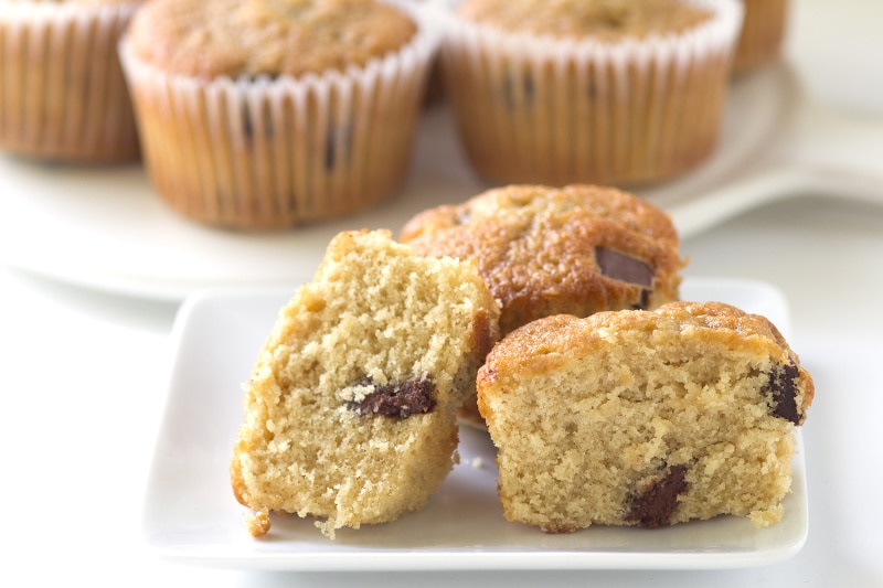 chocolate chunk cookie cupcakes sliced open