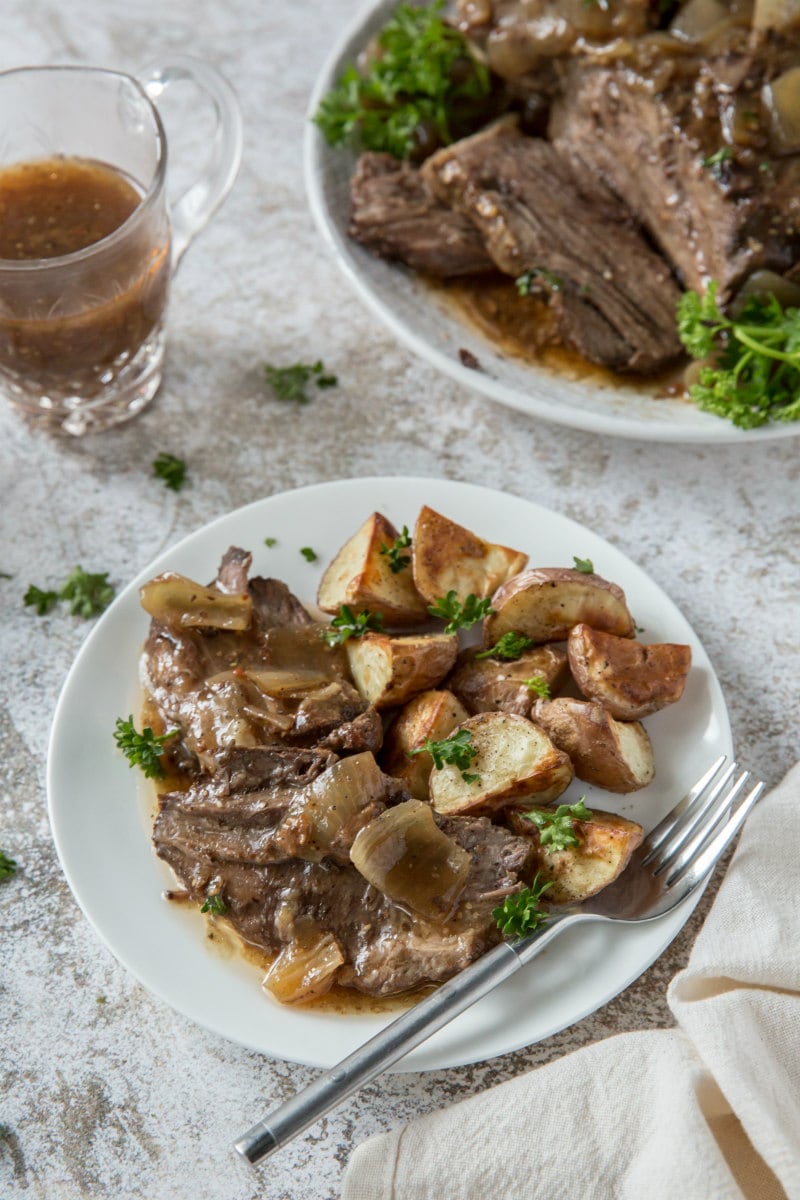 serving Black Forest Pot Roast with Potatoes