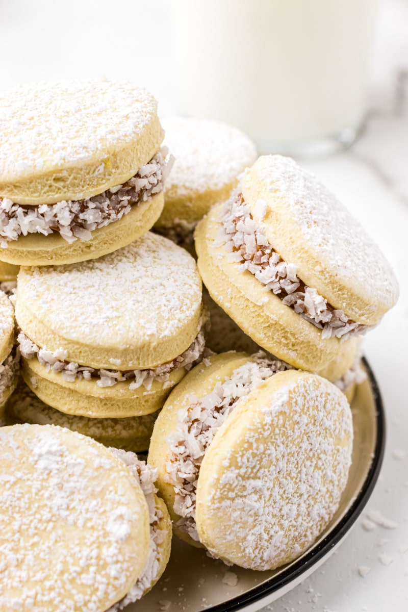 alfajores stacked on platter