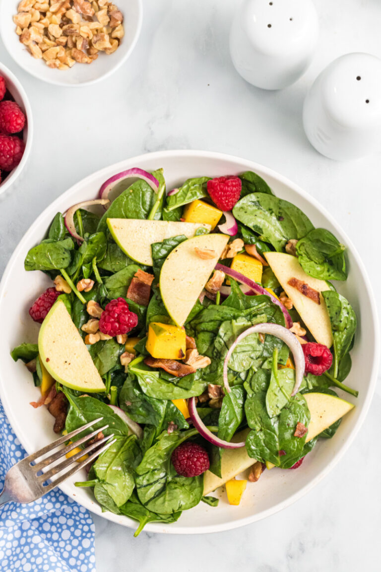 Baby Spinach Salad with Warm Citrus Bacon Vinaigrette - Recipe Girl