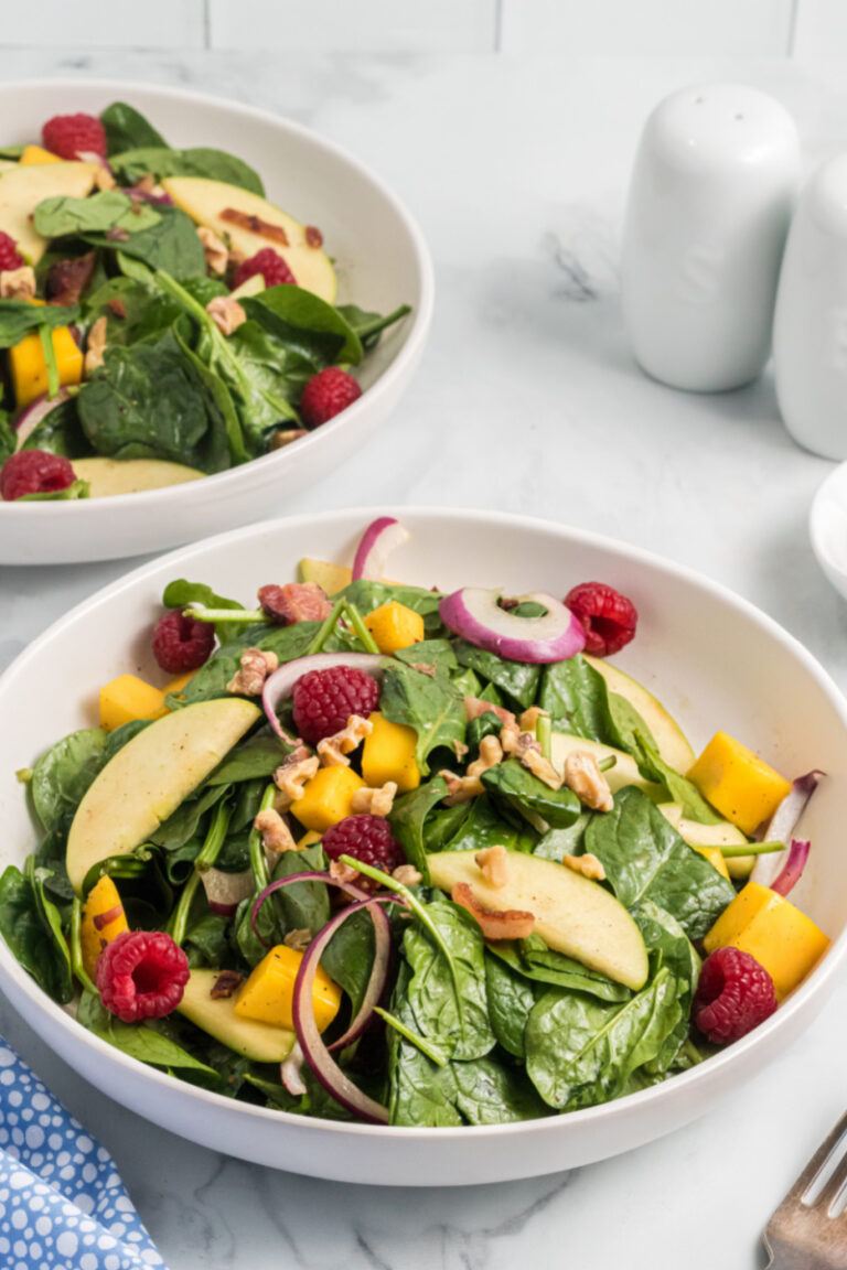 Baby Spinach Salad with Warm Citrus Bacon Vinaigrette - Recipe Girl