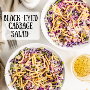 pinterest image for black eyed cabbage salad