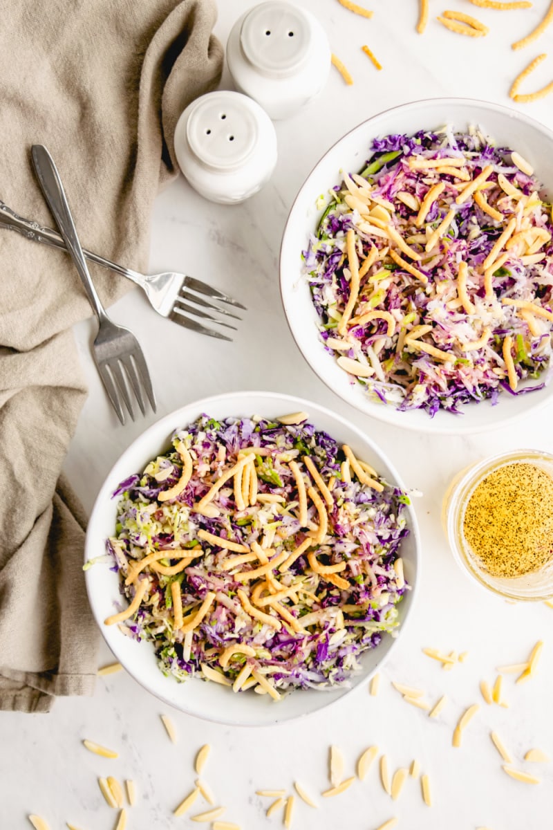 two bowls of cabbage salad