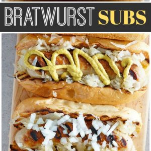 pinterest collage image for bratwurst subs