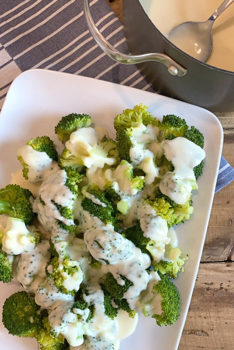 Broccoli with Cheddar Cheese Sauce recipe from RecipeGirl.com #broccoli #cheddar #cheese #sauce #recipe #RecipeGirl broccoli with cheese sauce