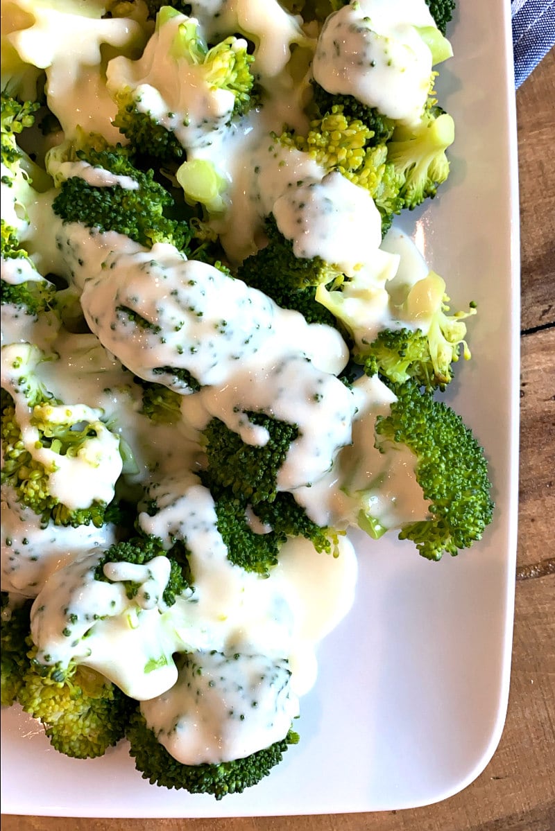 Broccoli with Cheddar Cheese Sauce recipe from RecipeGirl.com #broccoli #cheddar #cheese #sauce #recipe #RecipeGirl broccoli with cheese sauce