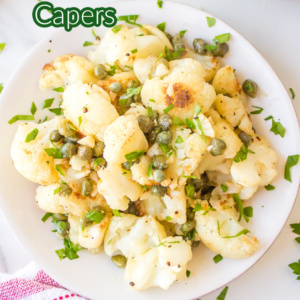 pinterest image for cauliflower with capers