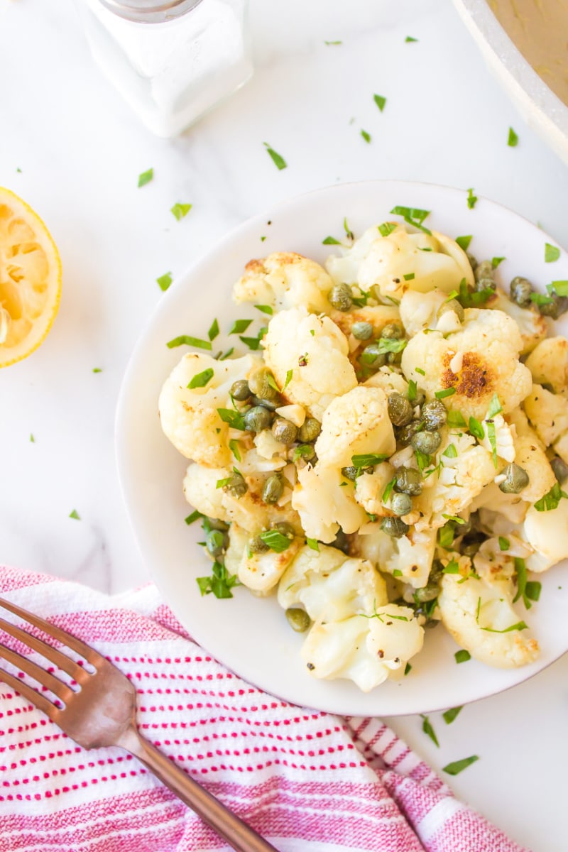 cauliflower with capers in a dish