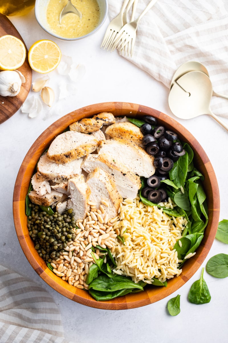 ingredients in bowl for salad need to be tossed