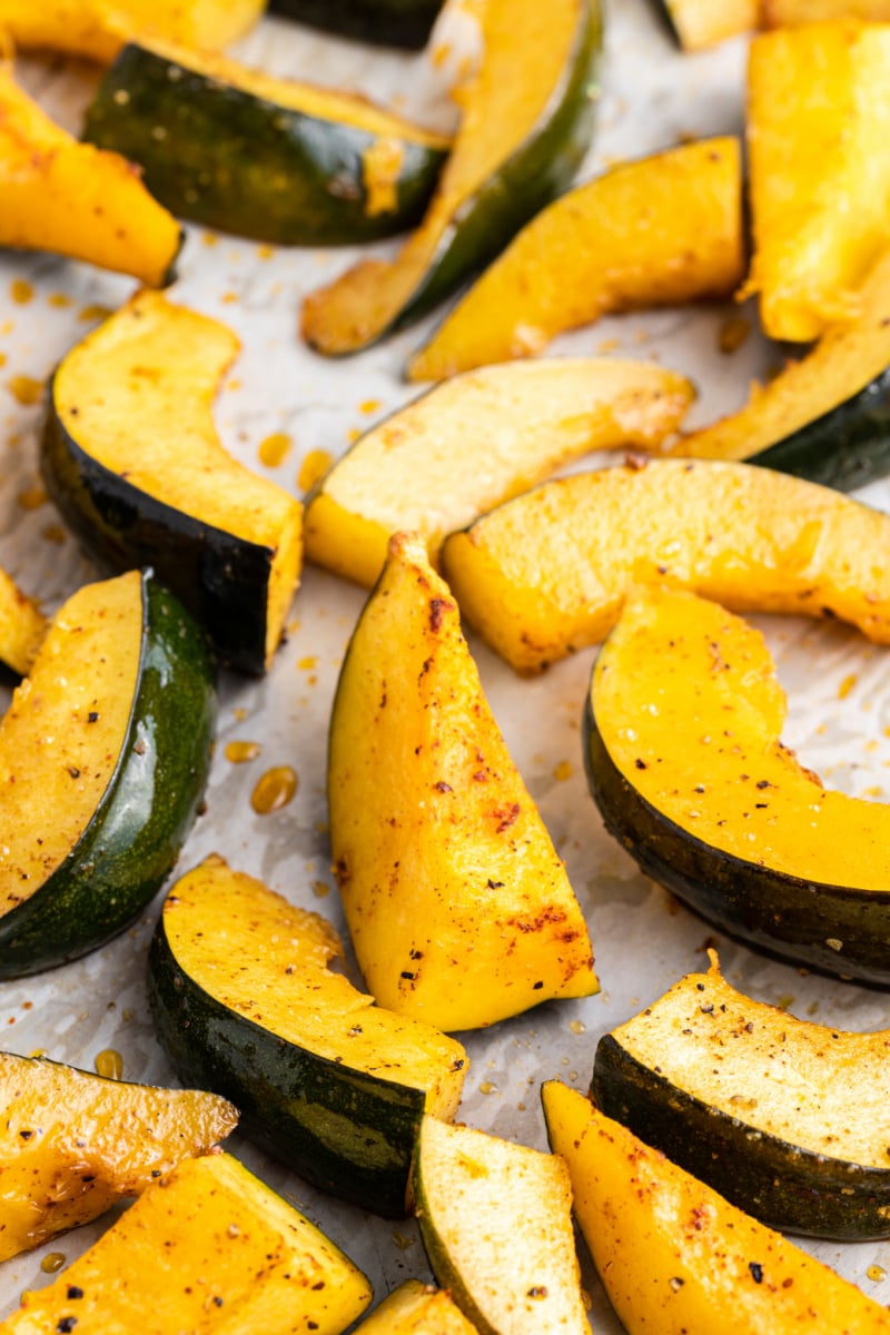 chili roasted acorn squash cut into pieces