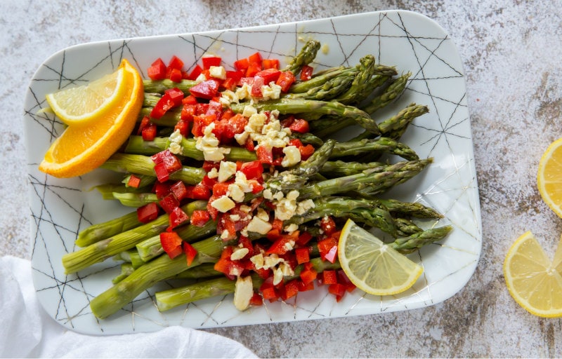 Chilled Asparagus with Feta Vinaigrette Recipe Girl