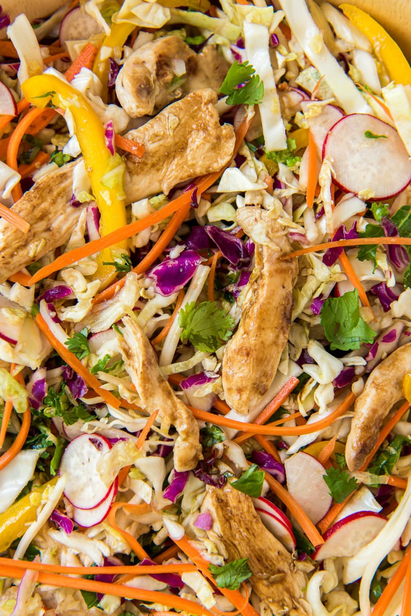 close up shot of Chinese Grilled Chicken Salad