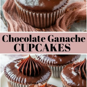 pinterest collage image for chocolate ganache cupcakes
