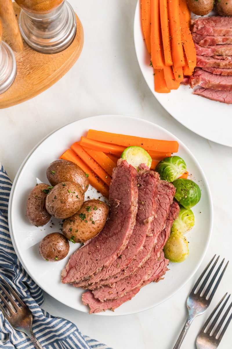 Corned Beef served on a plate with side dishes